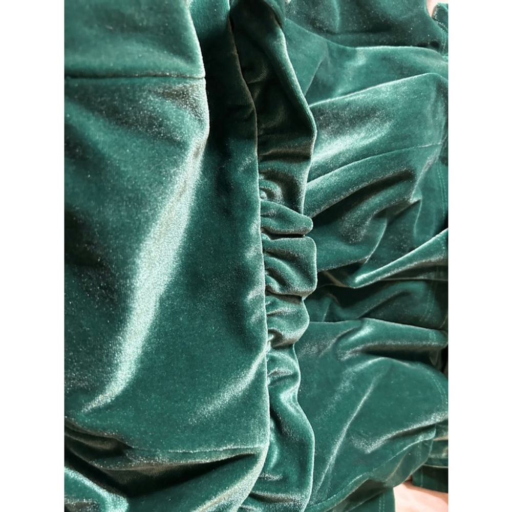 NEW Y2K Johnny Wujek Evergreen Velvet Mini Prom Dress Size L - Picture 3 of 5